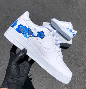 Delicate Blue Rose Design Nike Air Force 1 – B Street Shoes