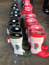 25 Pairs Hunter Boots + 1 Hunter Bag - Custom Painted Rose Bowl Logo - Custom Order