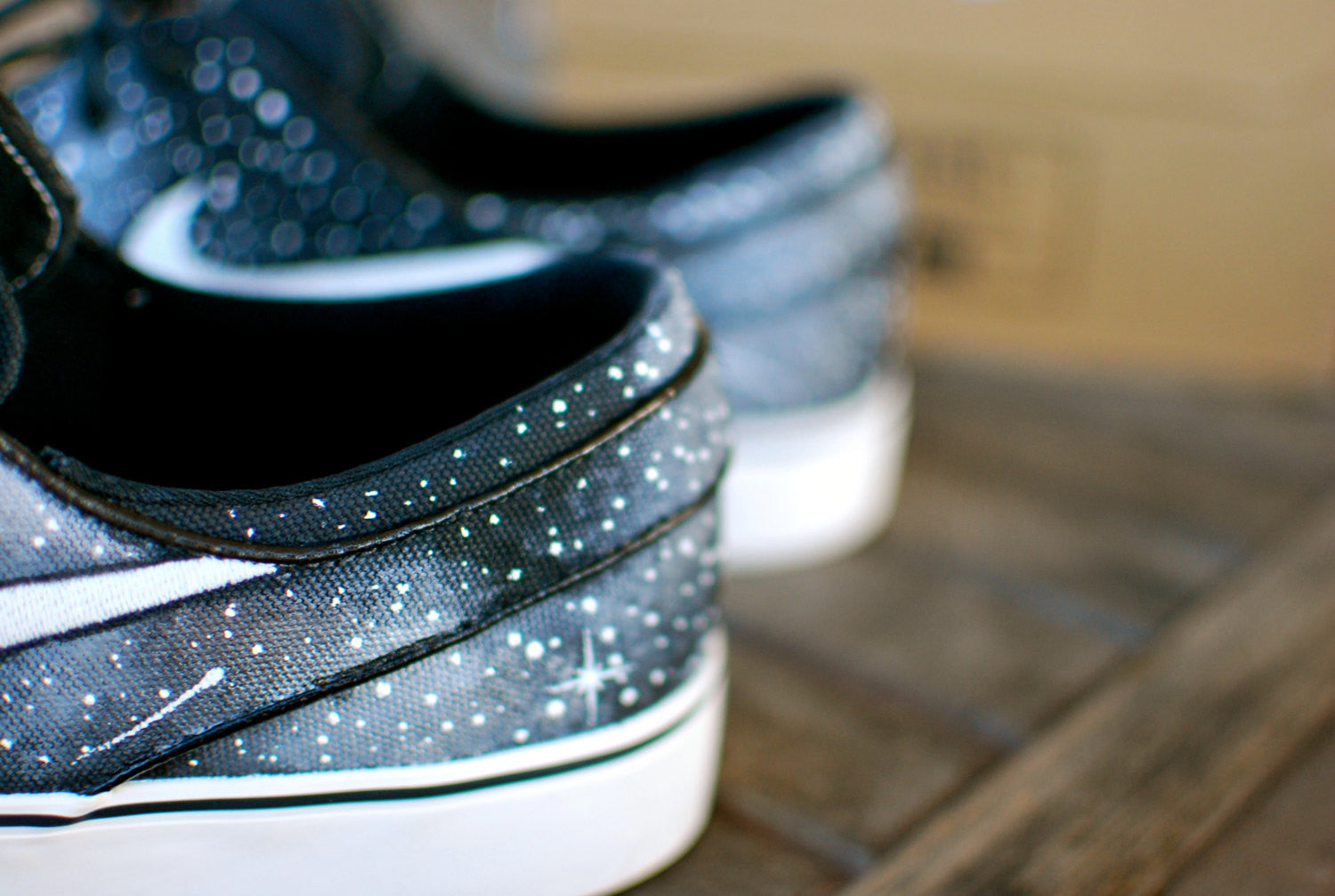 Custom Hand Painted Twilight Zone Black and White Galaxy Nike