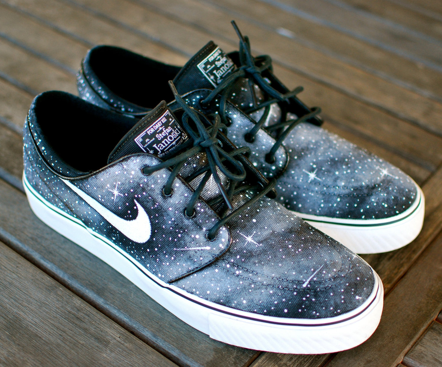 Custom Hand Painted Twilight Zone Black and White Galaxy Nike